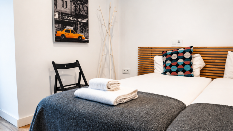 Habitación para dos personas en hostel situado en el centro de Madrid
