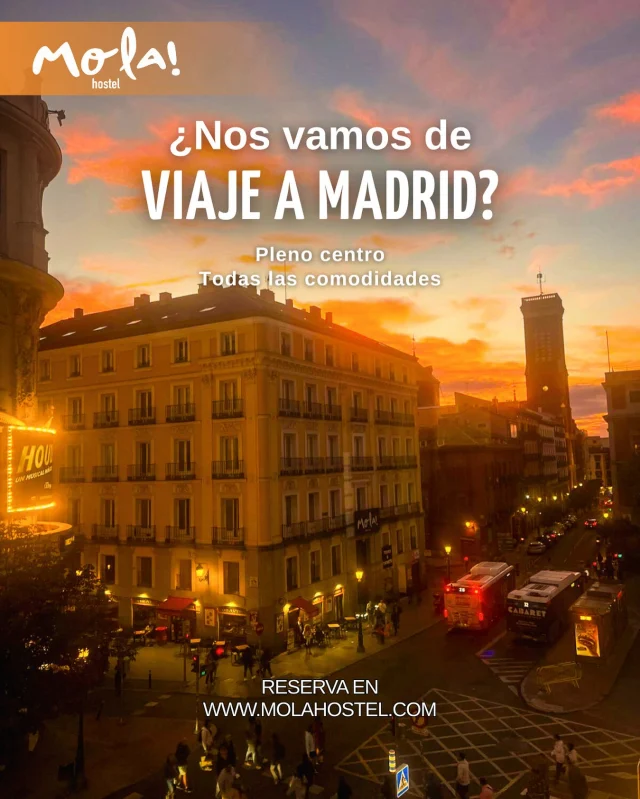 ¿Buscando el plan perfecto en el corazón de Madrid?
En Mola! Hostel disfrutas de atardeceres únicos, comodidad total y una ubicación inmejorable para explorar la ciudad a pie.
Hospédate en pleno centro y vive Madrid con intensidad desde el primer minuto.

#vacaciones #viajaramadrid #atardeceresmadrid #madridcentro #madrid